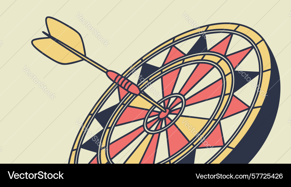 Dartboard with dart thrown geometric target Vector Image