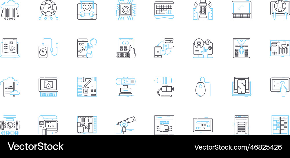 Digital device linear icons set smartph tablet vector image
