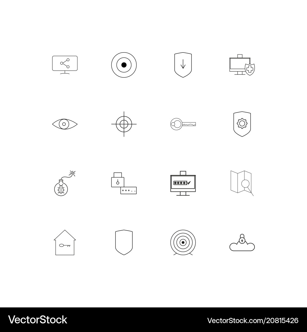 Internet security linear thin icons set outlined Vector Image