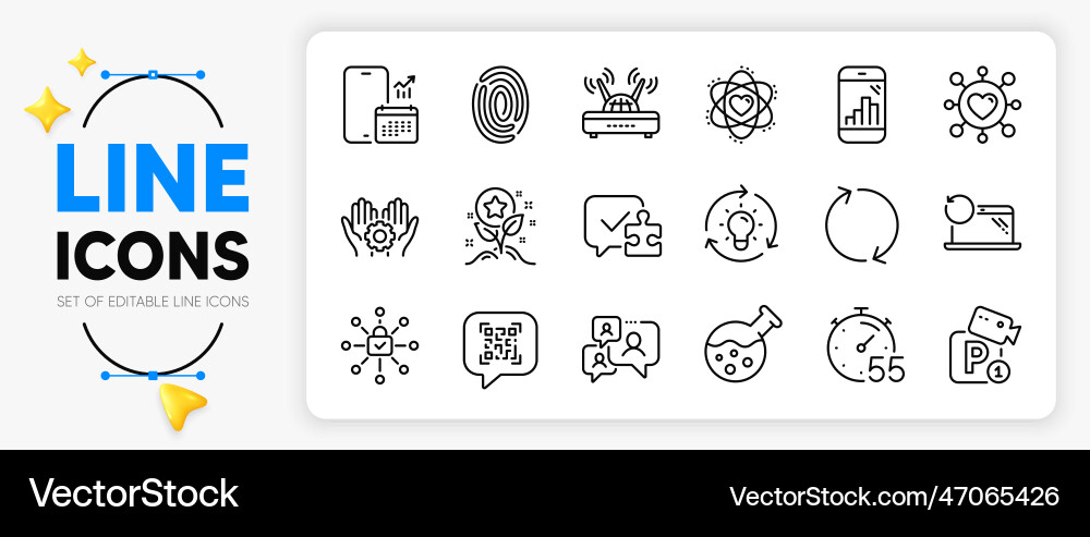Loyalty points refresh and timer line icons Loyalty points refresh and timer line icons Vector Image