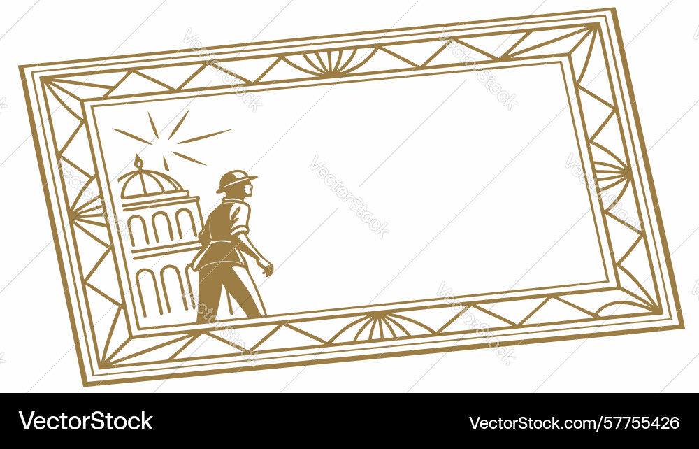 Orator at podium decorative rectangular frame Vector Image