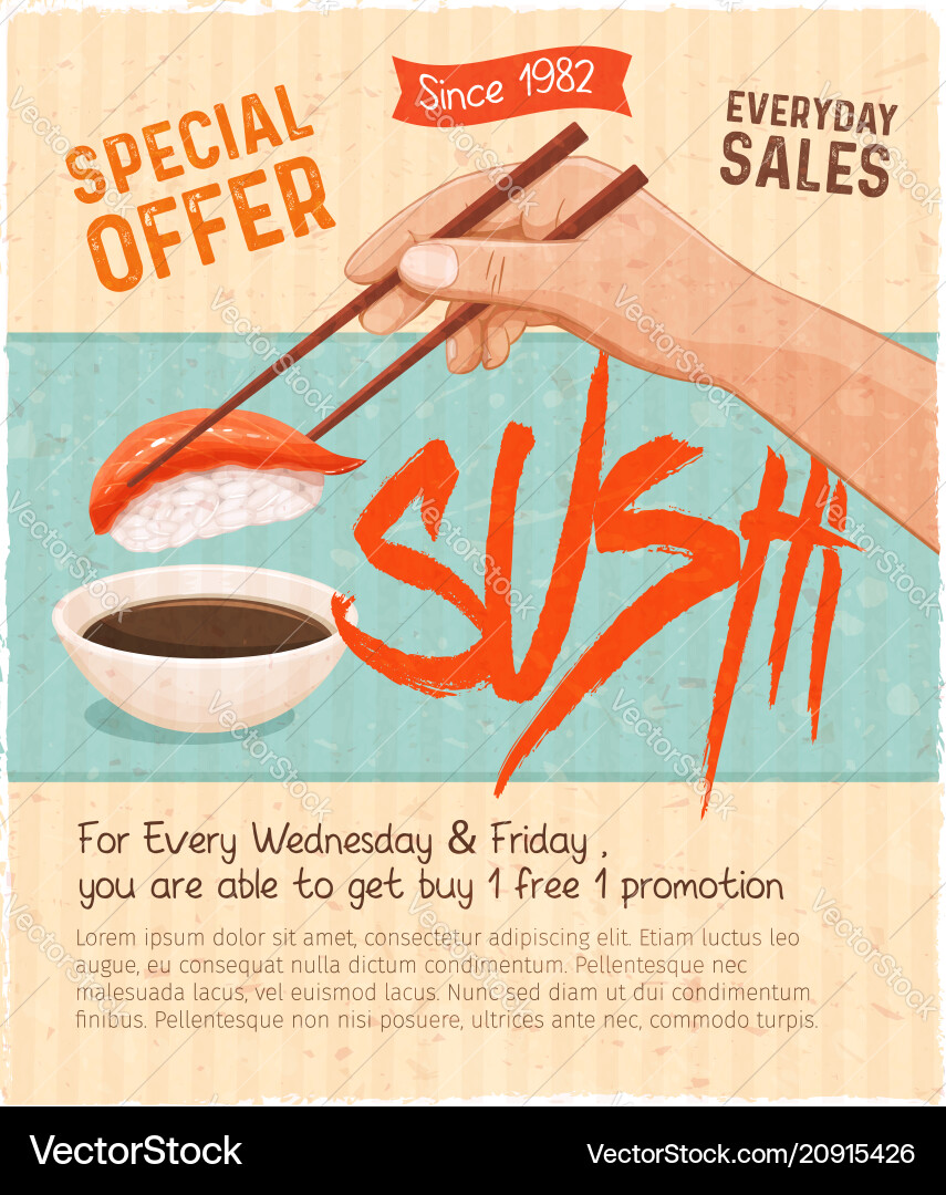 Retro sushi menu Retro sushi menu vector image