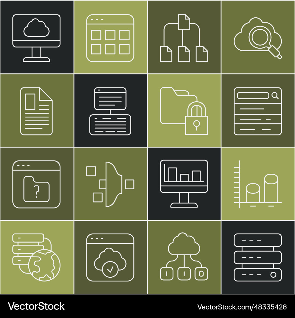 Set line server data web hosting analysis search Set line server data web hosting analysis search Vector Image