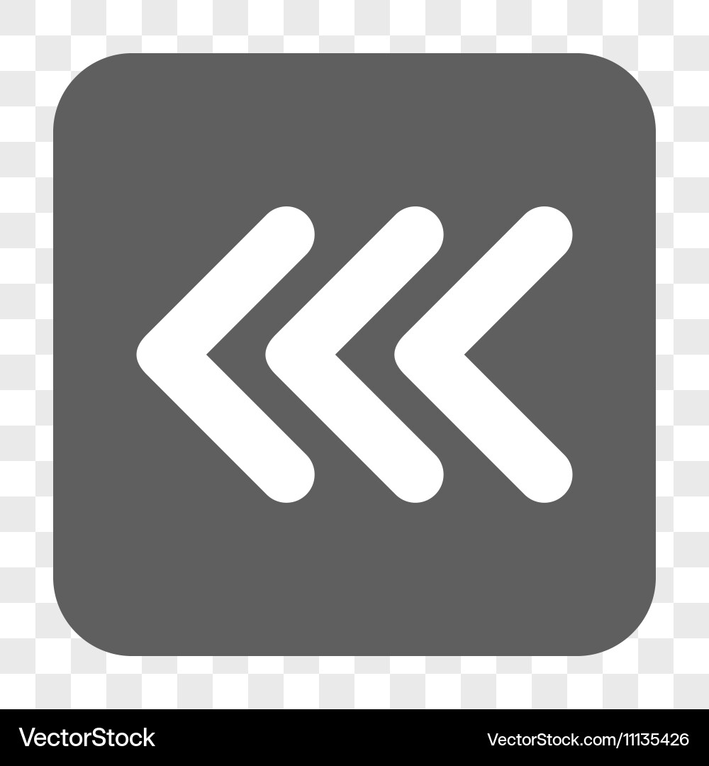 Triple arrowhead left rounded square button Vector Image