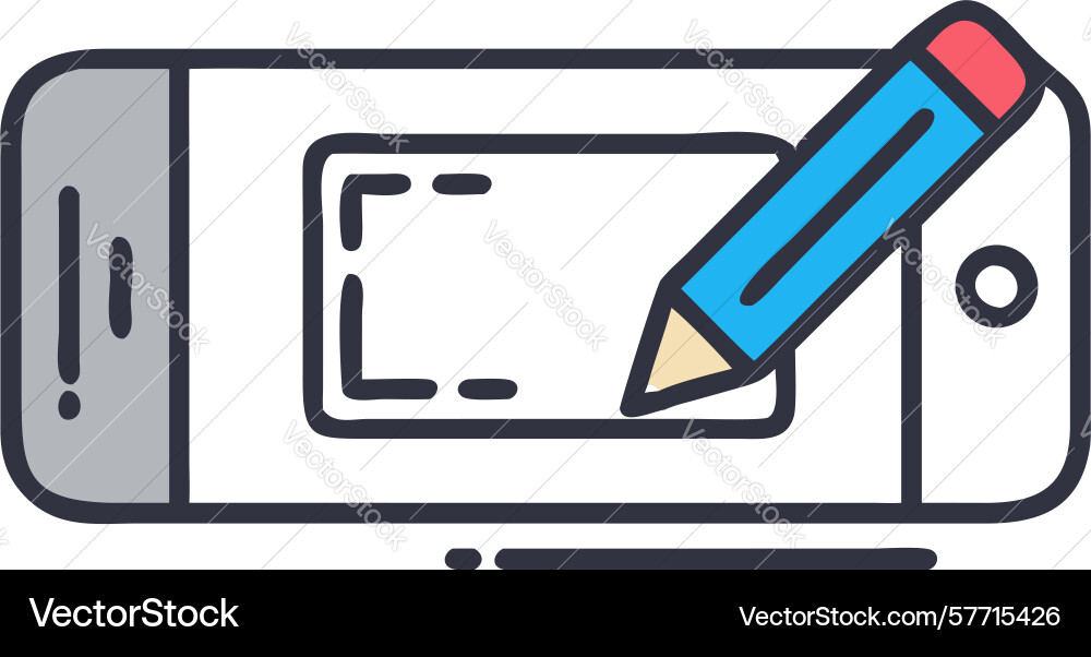 Uiux design smartphone and pencil interface Vector Image
