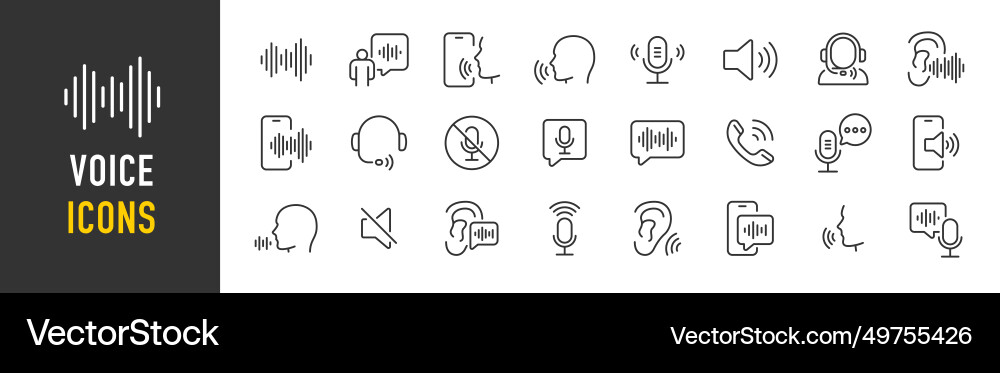 Voice web icons in line style sound wave Vector Image