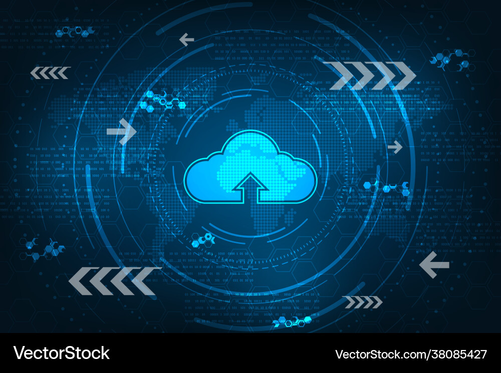 Cloud interface that shows data uploading Cloud interface that shows data uploading Vector Image