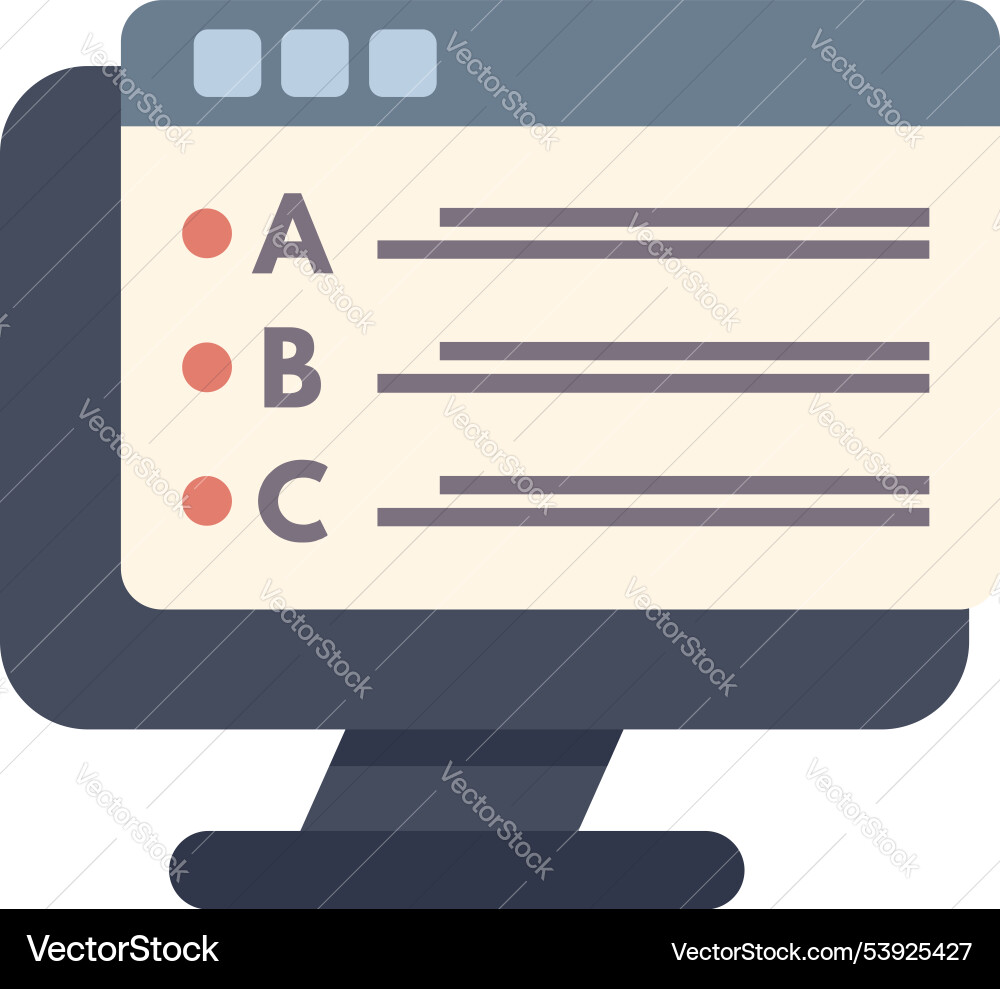 Desktop computer displaying online survey Desktop computer displaying online survey vector image