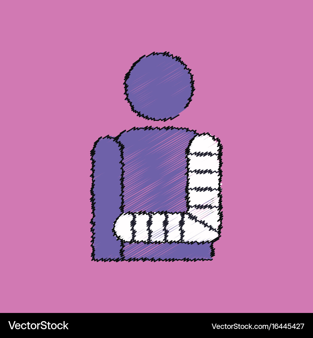 Flat shading style icon man with broken arm Vector Image