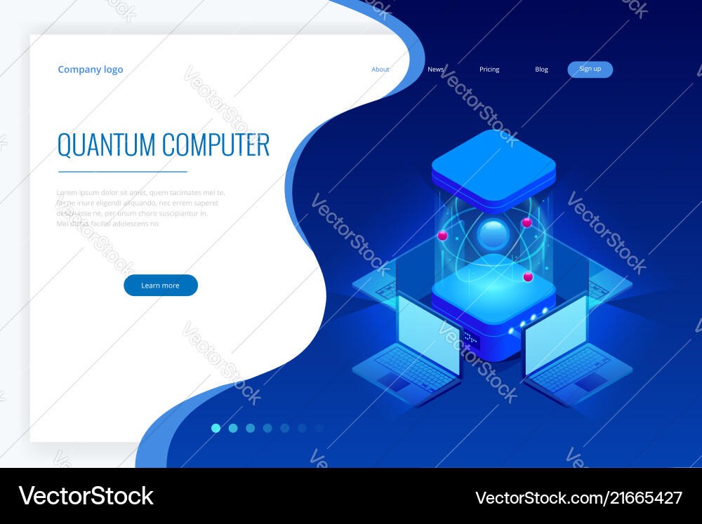 Isometric quantum computing or supercomputing Vector Image