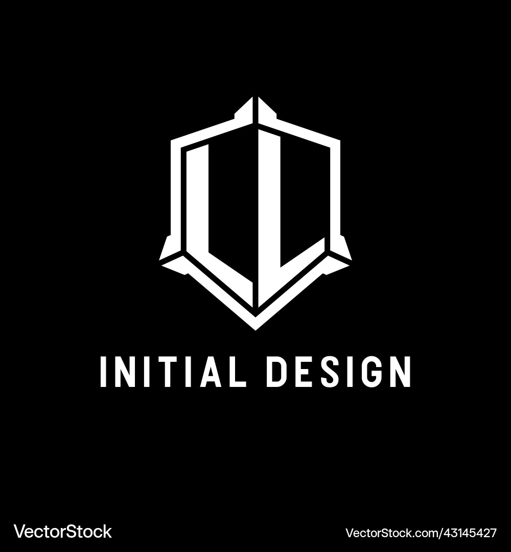Ll logo initial with shield shape design style Ll logo initial with shield shape design style Vector Image
