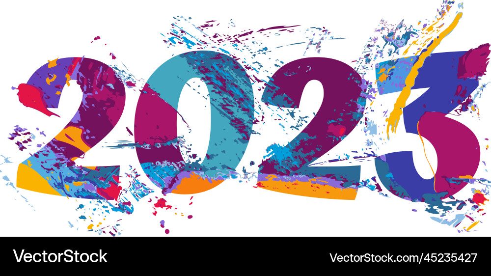 New year 2023 colorful design element or greeting Vector Image