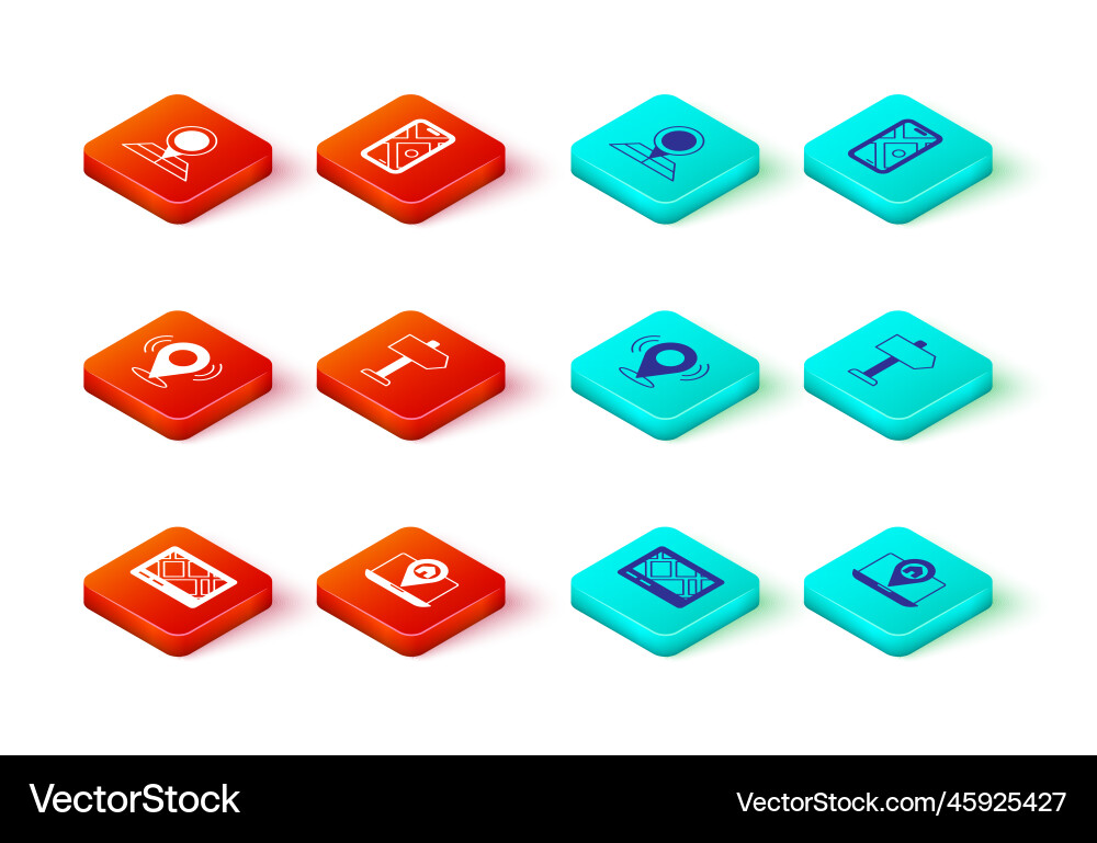 Set gps device with map city navigation pin Vector Image