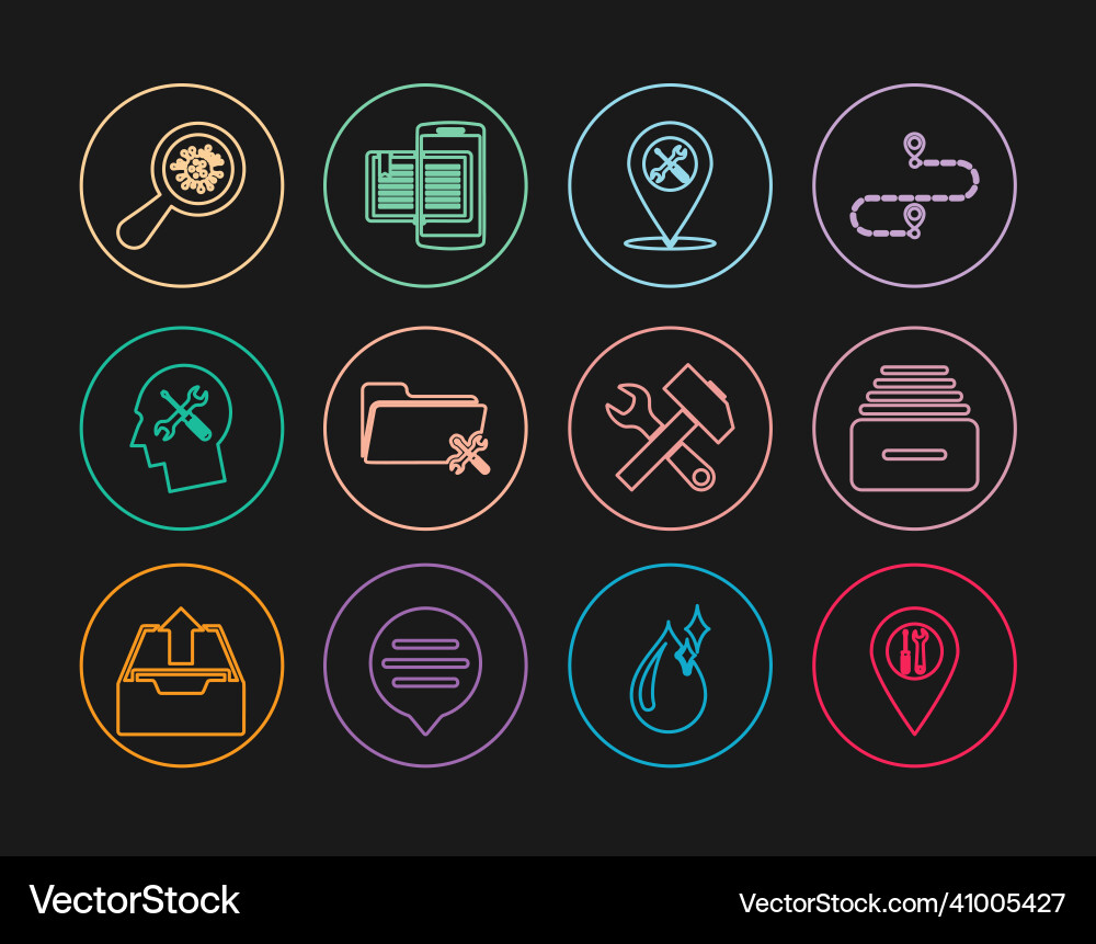 Set line location service drawer with documents Set line location service drawer with documents Vector Image