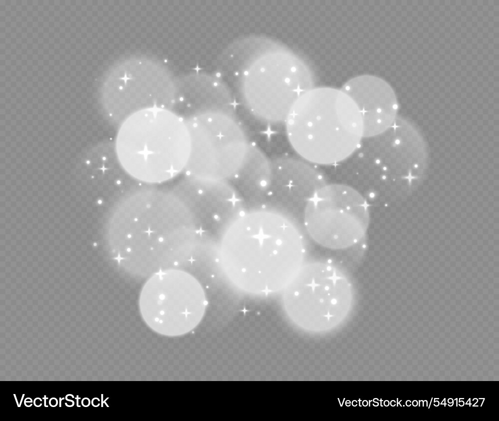 White bokeh with stars and sparkles shiny overlay White bokeh with stars and sparkles shiny overlay vector image