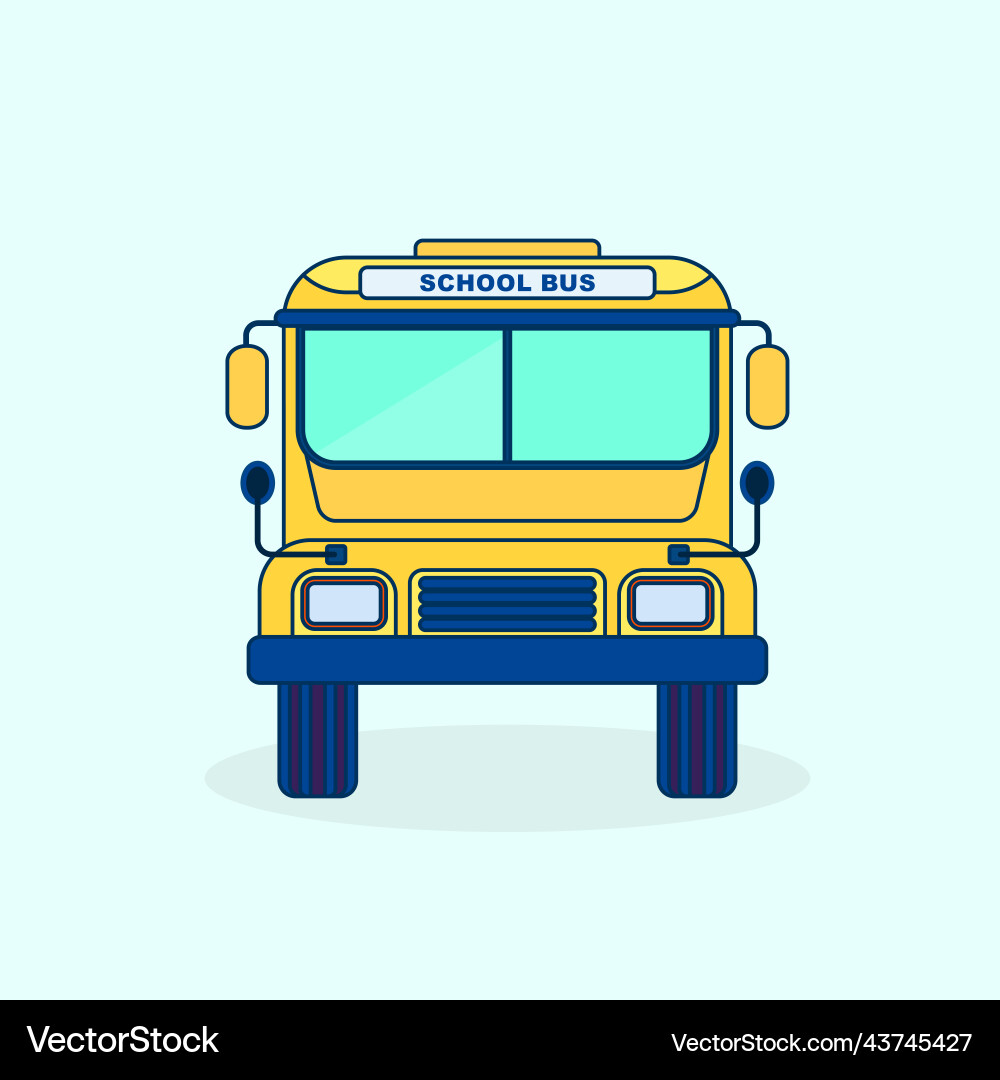Yellow school bus front view transporting Vector Image