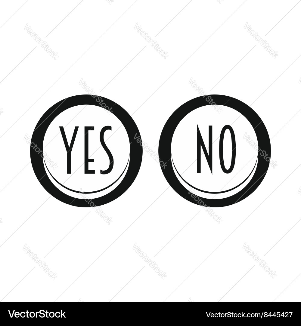 Yes and no button icon simple style vector image