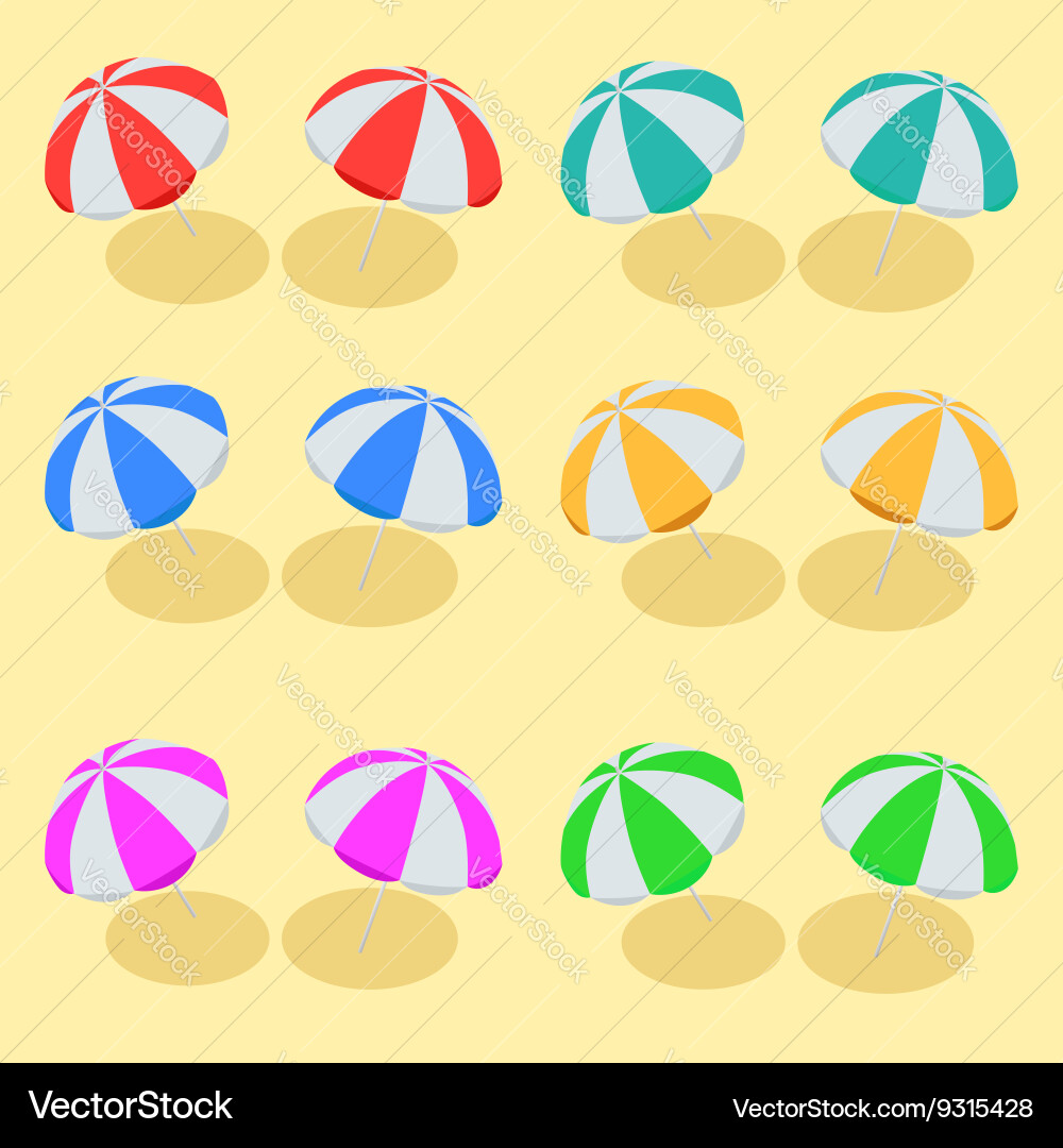 Beach umbrella set symbols of sun Vector Image