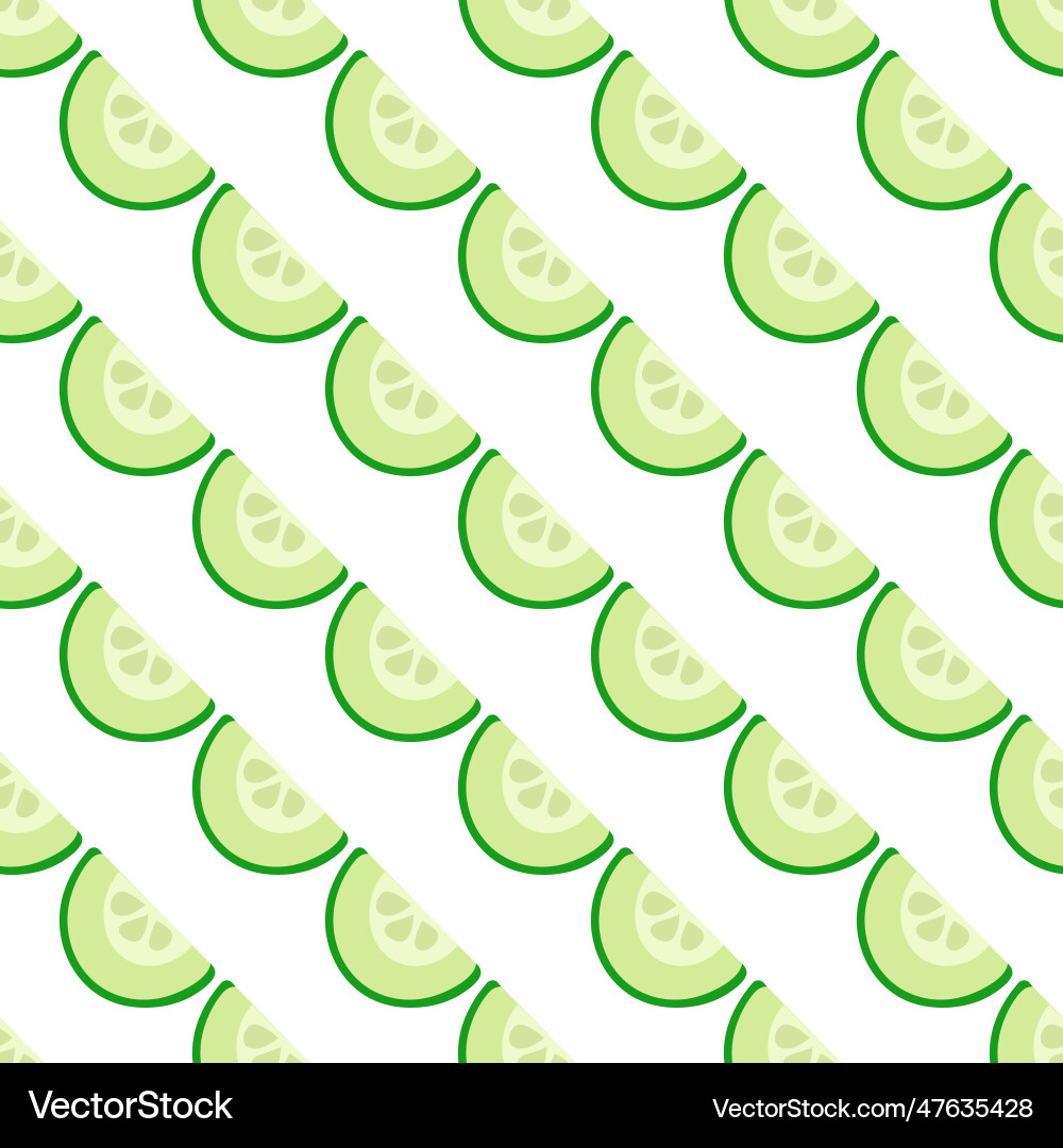 Diagonal pattern of half cucumber sliced piece Vector Image