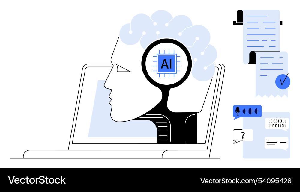Digital integration of artificial intelligence Digital integration of artificial intelligence vector image