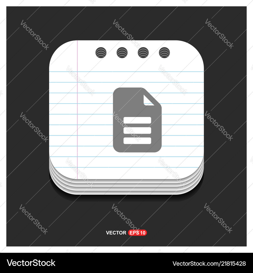 Document icon gray on notepad style template Vector Image