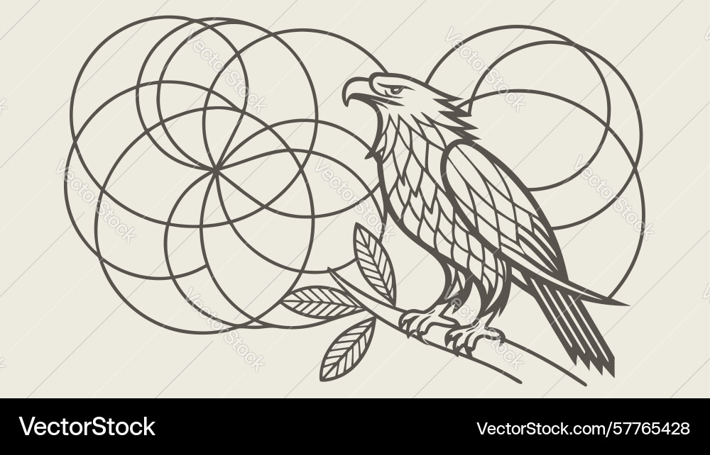 Eagle with abstract intertwined circular pattern Vector Image