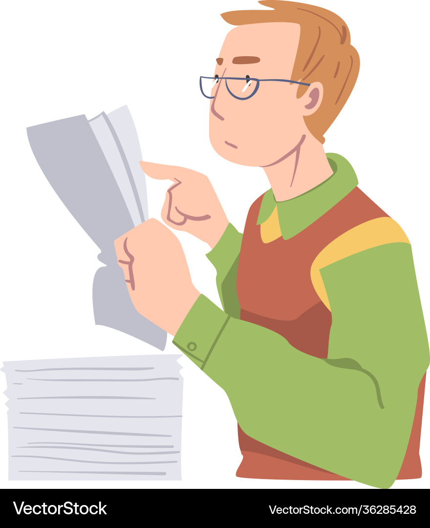 Man Working with Papers Vector Image