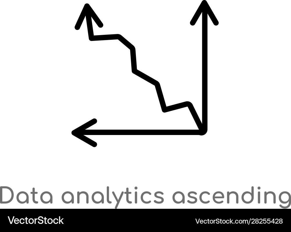 Outline data analytics ascending line chart icon Outline data analytics ascending line chart icon Vector Image