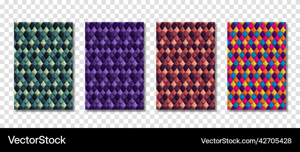 Rhombus pattern set on colorful gradient Vector Image