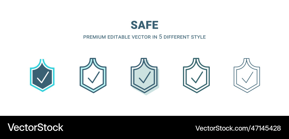 Safe icon in 5 different style outline filled two Vector Image