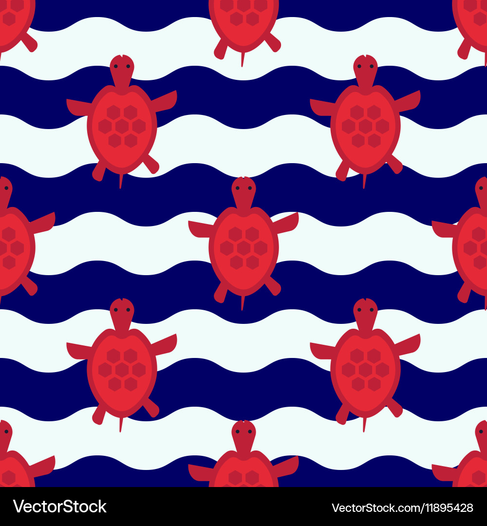 Seamless nautical pattern with little red turtles Vector Image