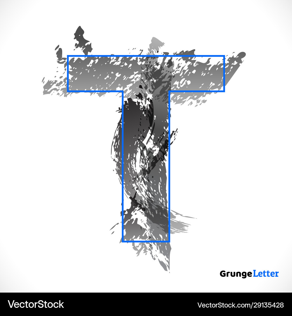 Stylized grunge logo letter t brush strokes Stylized grunge logo letter t brush strokes vector image