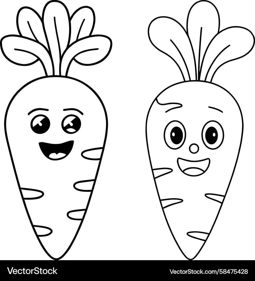 Two Smiling Carrot Characters Vector Image