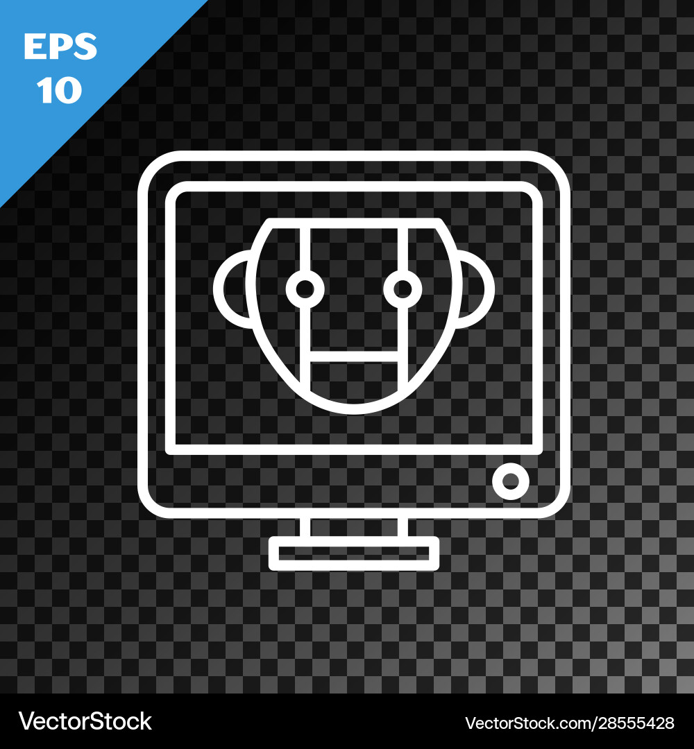 White line bot icon isolated on transparent dark White line bot icon isolated on transparent dark Vector Image
