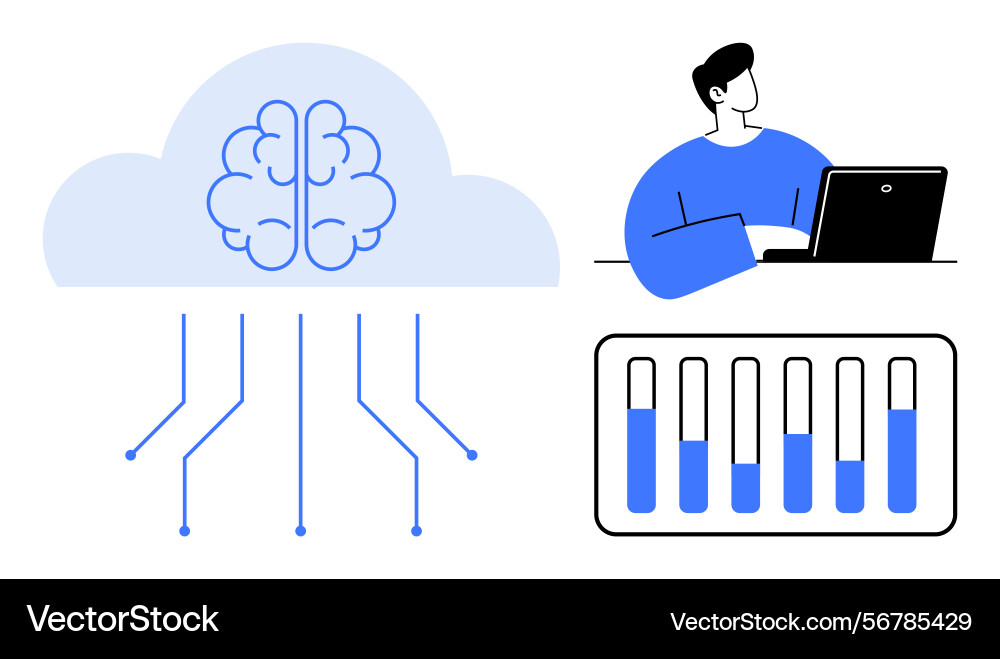 Cloud-based artificial intelligence concept Cloud-based artificial intelligence concept vector image
