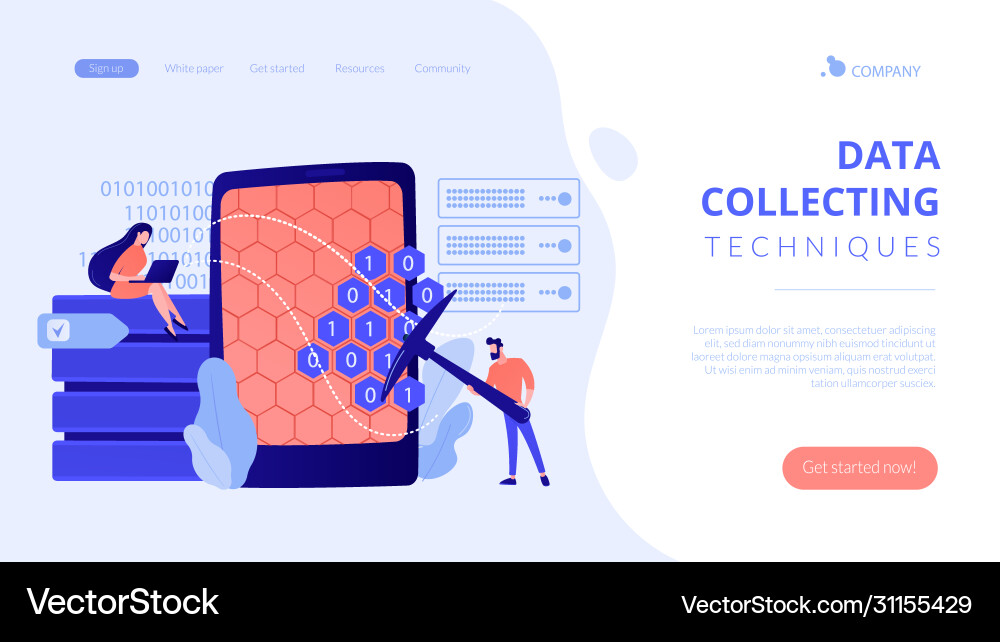Data mining concept landing page Vector Image