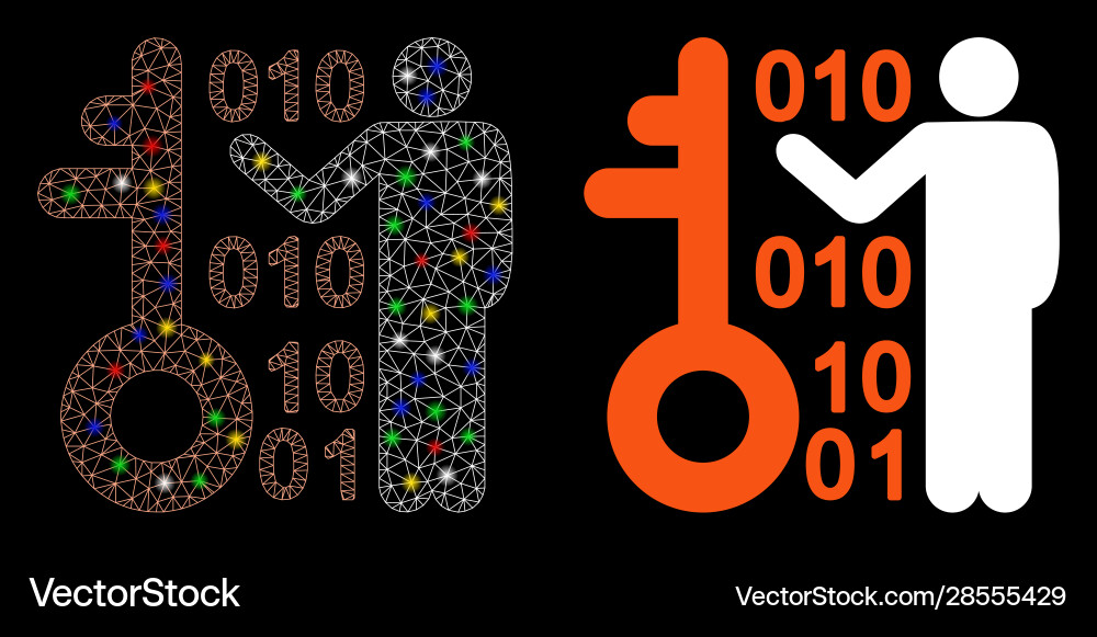 Flare mesh network decode key icon with Flare mesh network decode key icon with Vector Image