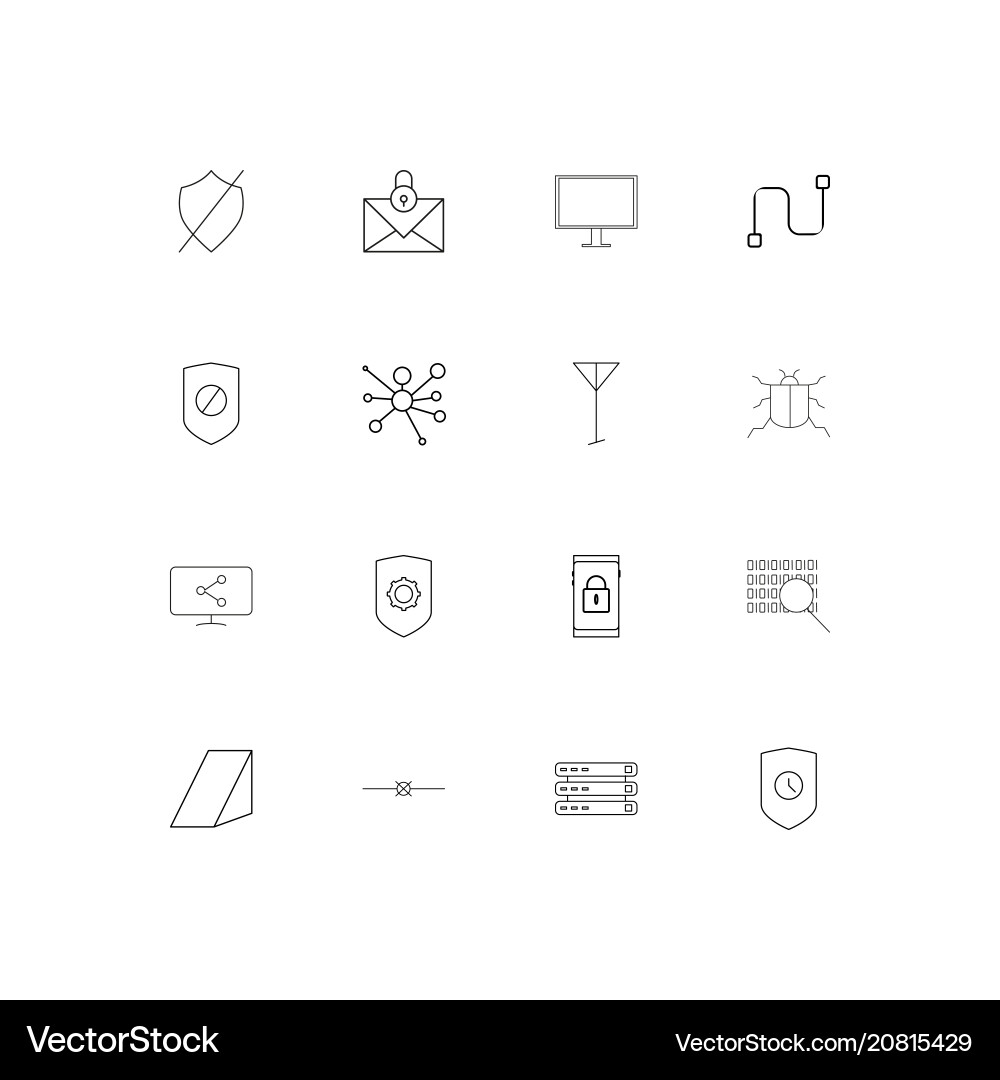 Internet security linear thin icons set outlined Vector Image