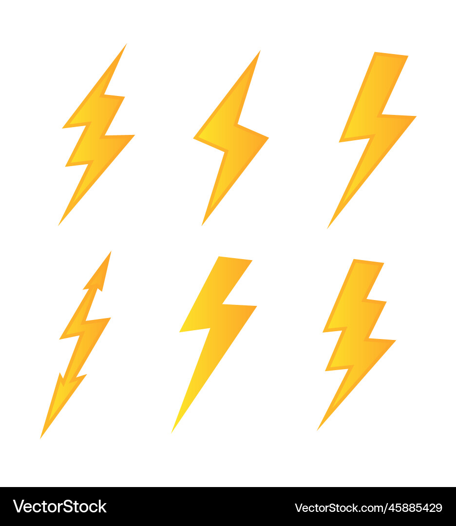 Lightning set bolt thunderbolt Vector Image