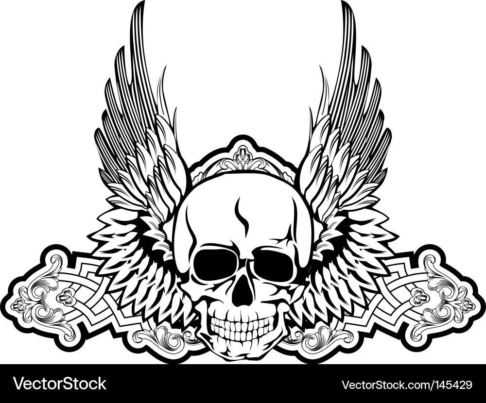 Ornate Skull with Wings vector image