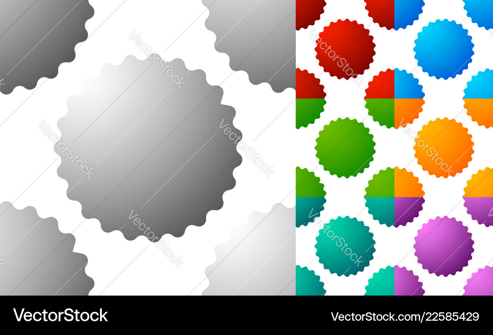 Pattern background set with badge starburst-like Vector Image