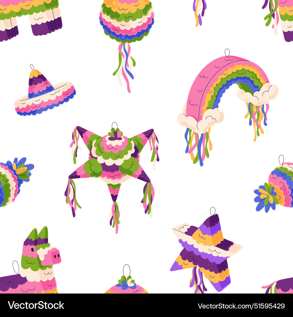 Pinata pattern seamless background colorful Pinata pattern seamless background colorful vector image