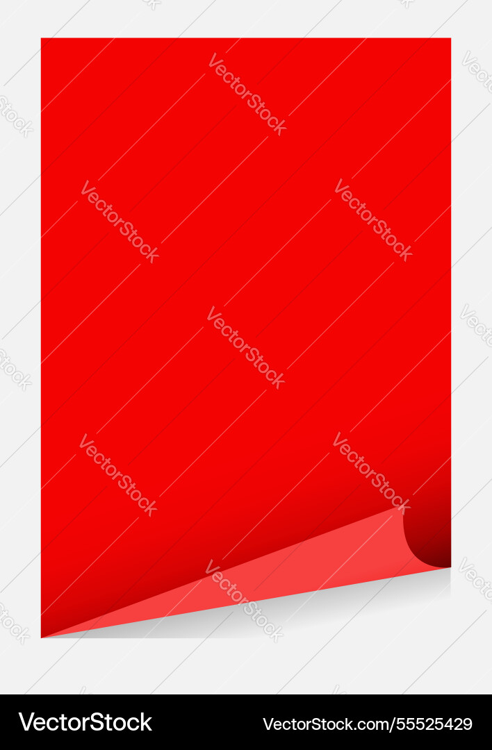 Red a4 paper blank curl corner template isolated Red a4 paper blank curl corner template isolated Vector Image