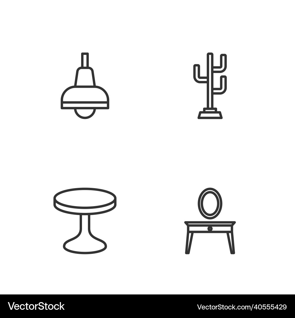 Set line dressing table round lamp hanging Vector Image