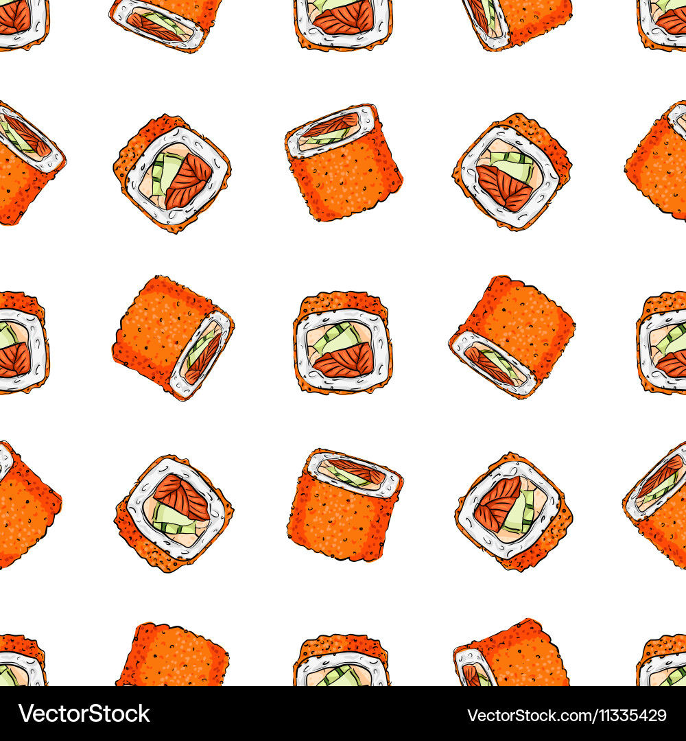 Sushi seamless pattern vector image