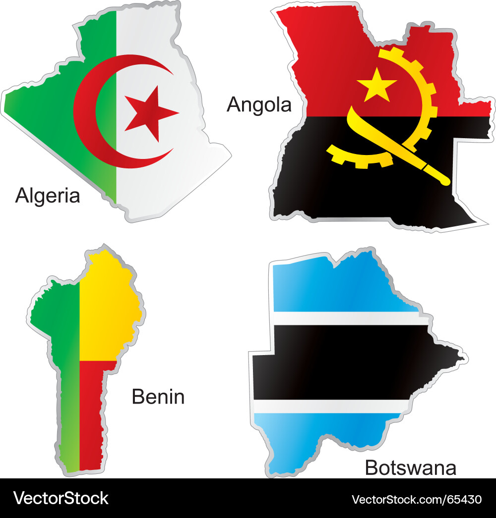 African Flags Map Vector Image