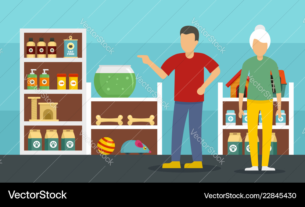 Animal pet store concept background flat style Animal pet store concept background flat style vector image