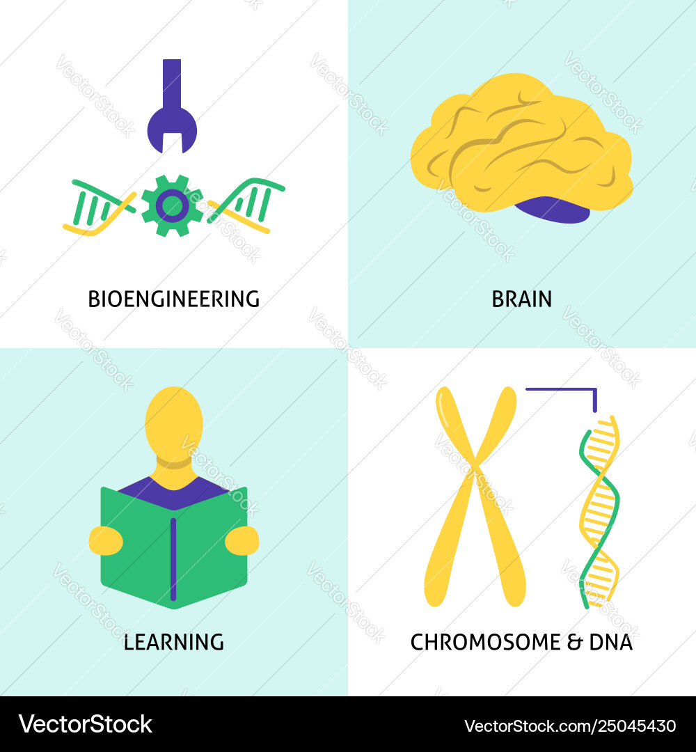 Biohacking concept icons set in flat style Vector Image