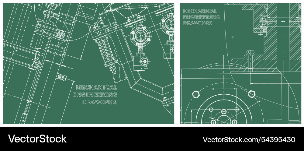 Blueprint set engine line drawing Blueprint set engine line drawing vector image