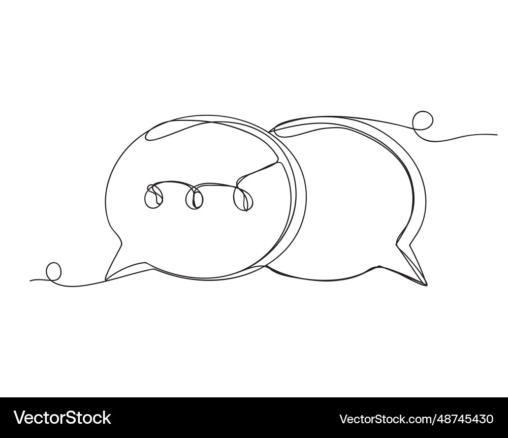 Continuous one line speech bubble shape editable Vector Image